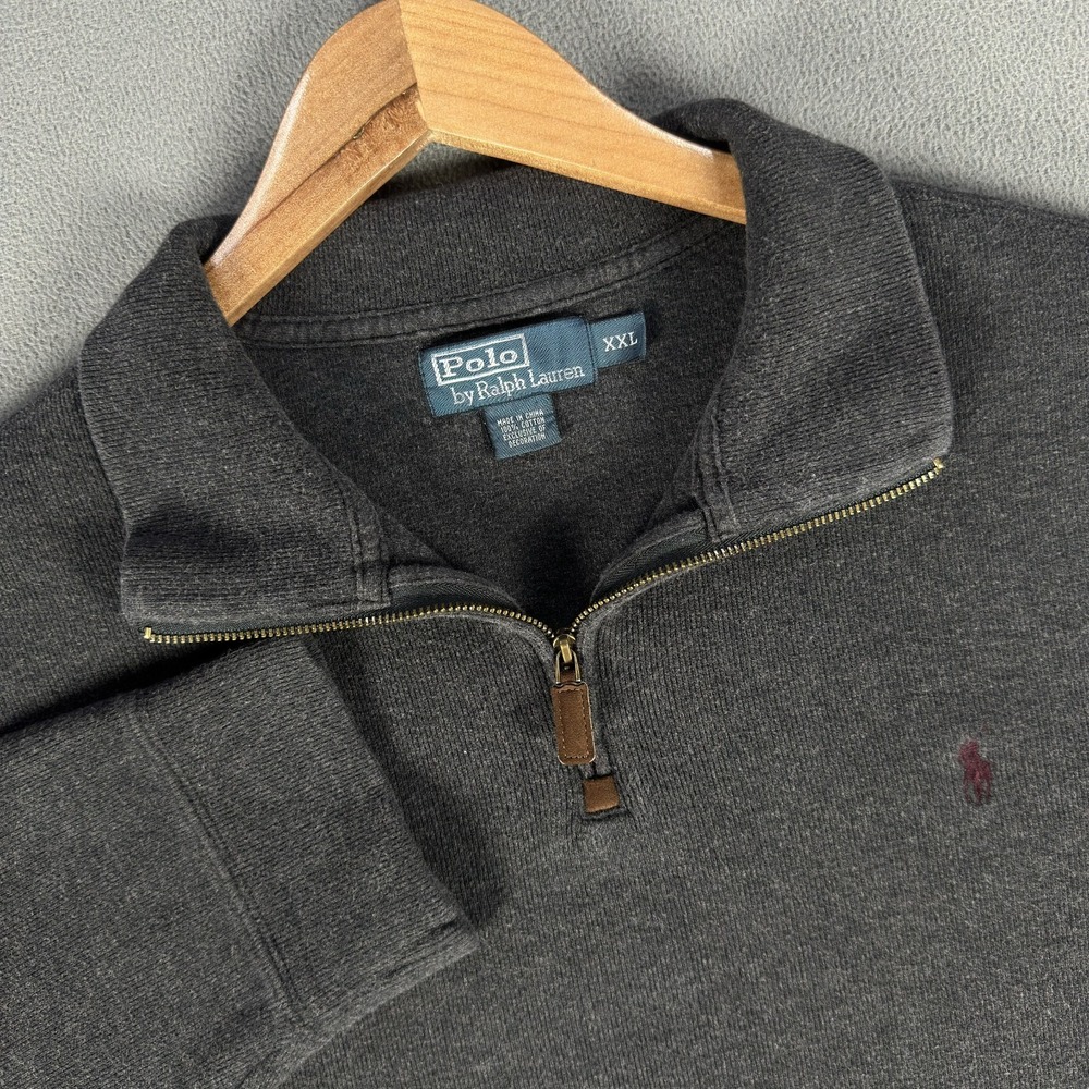 Polo Ralph Lauren Quarter Zip Sweater Mens 2XL Grey Old Money Prep Office Knit - Picture 1 of 7